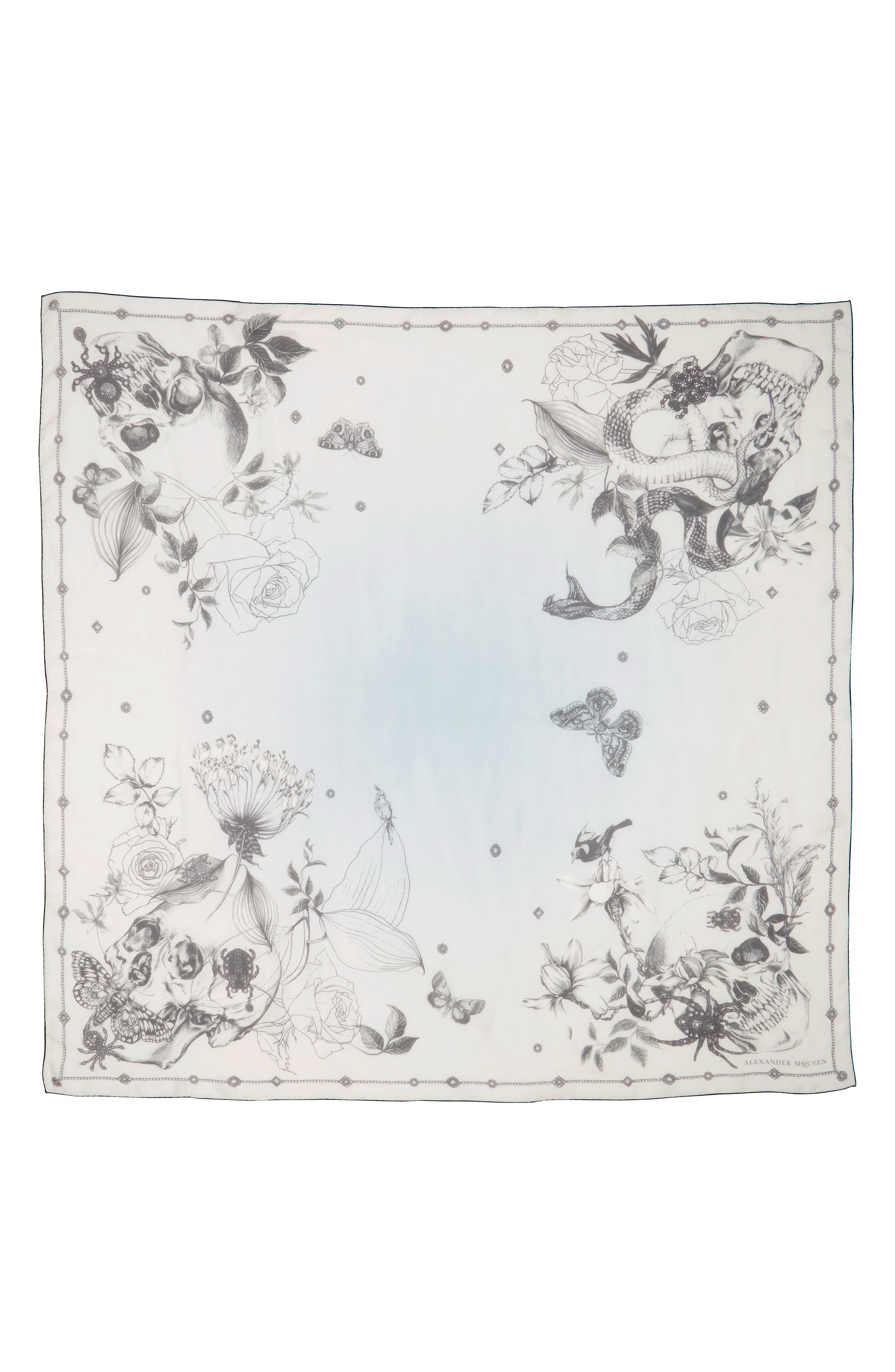 Alexander Mcqueen Wild Botanical Skulls Silk Scarf Nordstrom