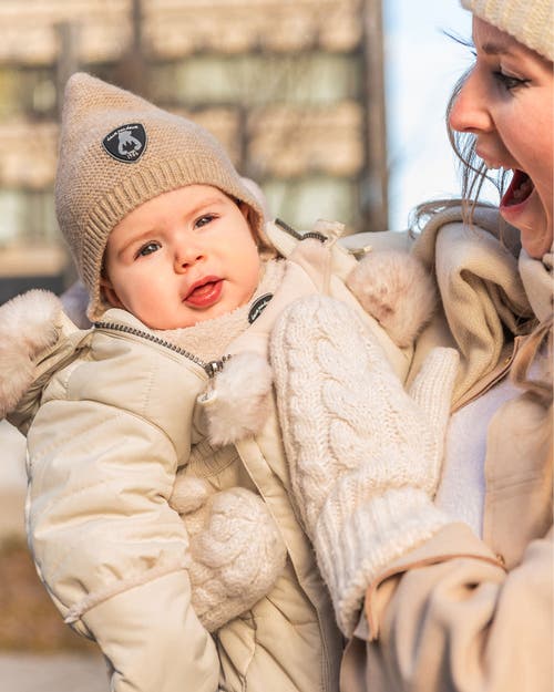 Deux Par Deux Baby Unisex Baby Pointed Knit Hat In Beige In Pine Bark