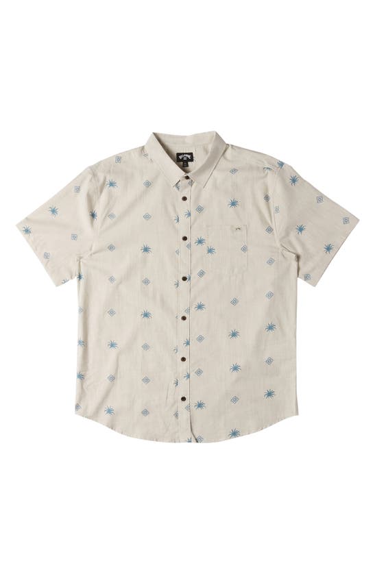 Shop Billabong Kids' Sundays Cotton Blend Button-up Shirt In Cream
