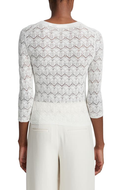 Vince Fine Lace Cotton Three-quarter-sleeve Sweater In Optic White In Optic White