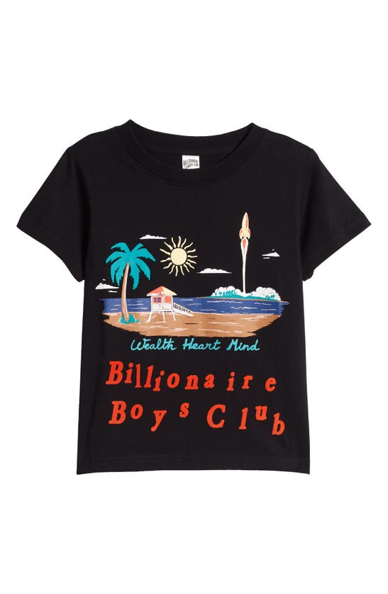 Shop Billionaire Boys Club Kids' Space Beach Cotton Graphic T-shirt In Black