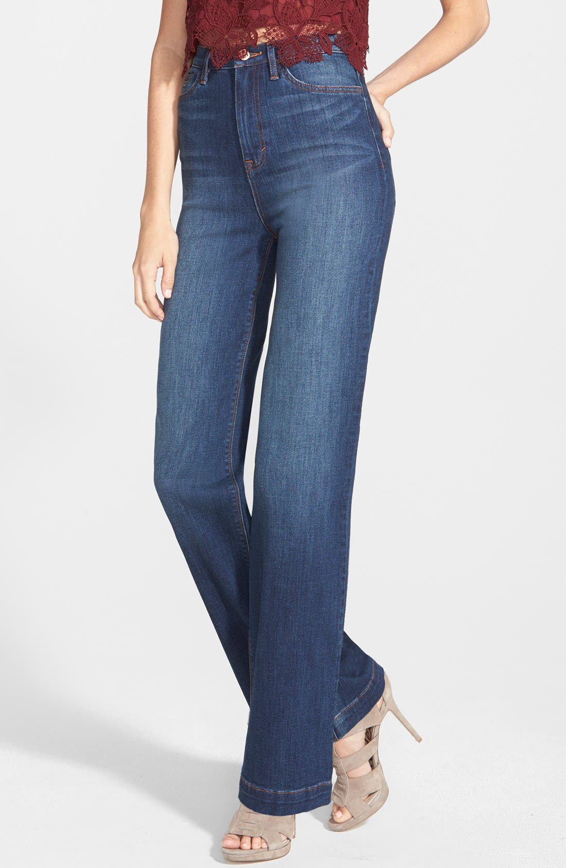 Dittos High Waisted Wide Leg Jeans (Blue) Nordstrom