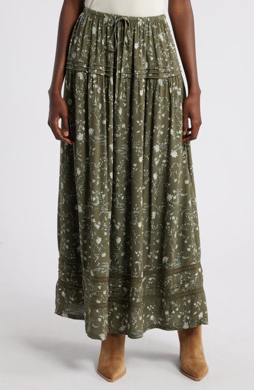 Shop Treasure & Bond Lace Inset Maxi Skirt In Olive- Green Wild Vine