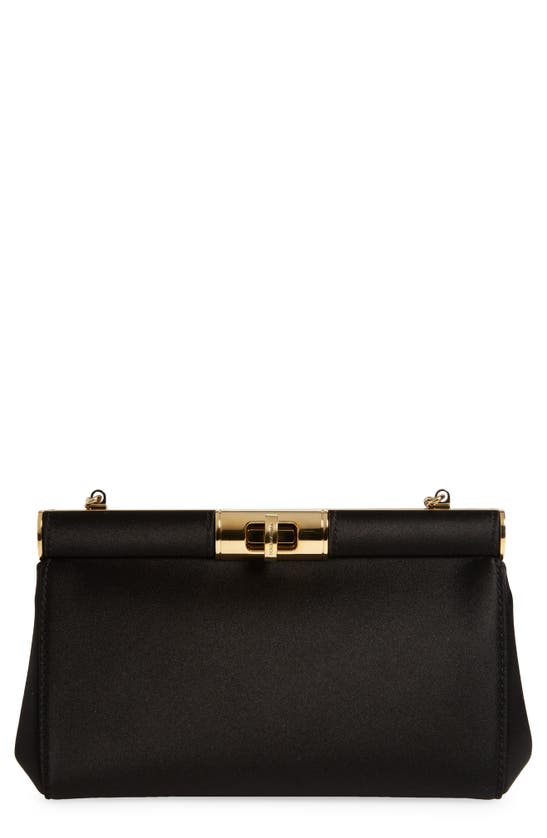 Shop Dolce & Gabbana Small Marlene Satin Shoulder Bag In Black