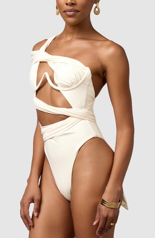 Shop Mbm Swim Bella One-piece Swimsuit In Cream