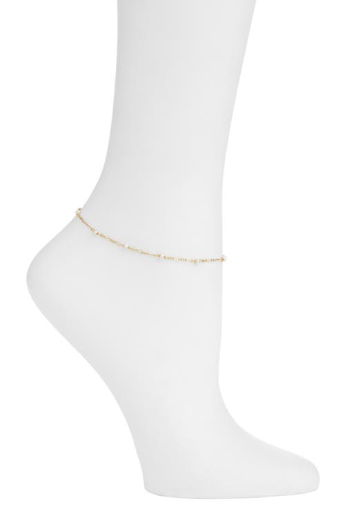 Shop Argento Vivo Sterling Silver Cultured Pearl Chain Anklet In Gold