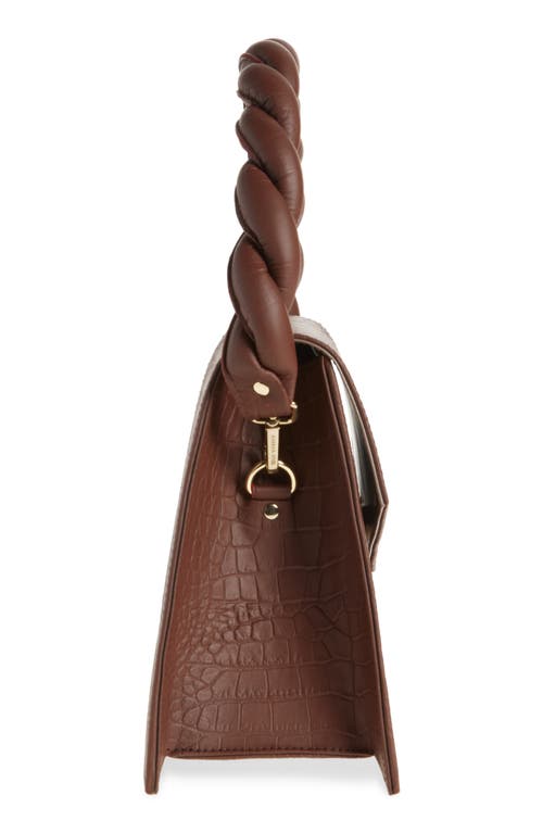 Anima Iris Medium Zaza Grande Croc Embossed Leather Top Handle Bag In Dark Brown