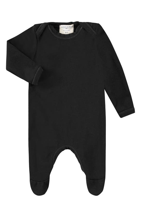 Shop Paigelauren Lap Supima® Cotton Blend Footie In Black