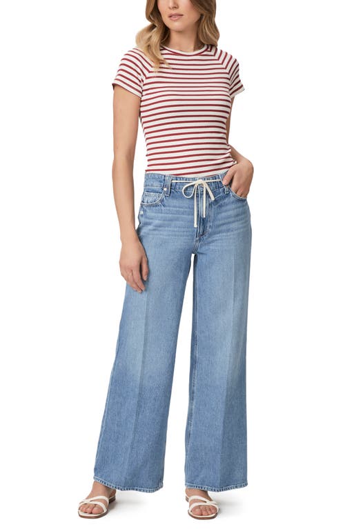 Shop Paige Zoey Tie Waist Wide Leg Jeans In Alaya