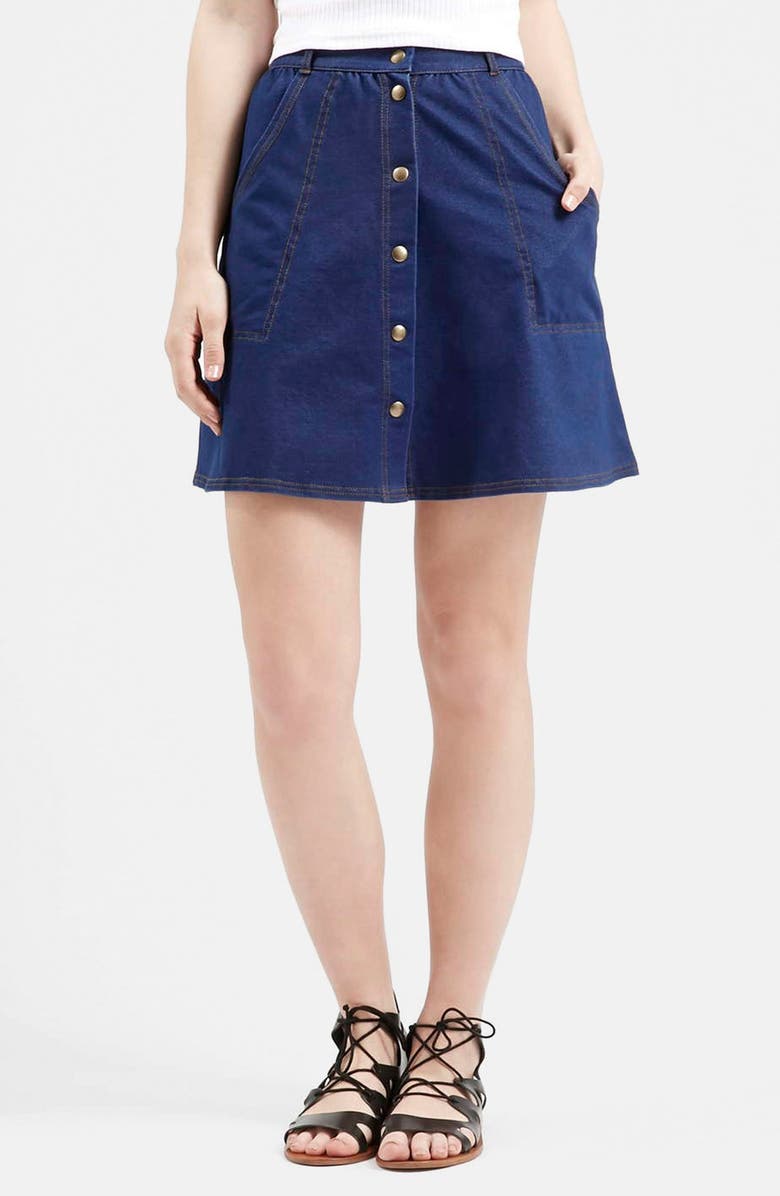 Topshop '70s Wash Button Front Skirt | Nordstrom