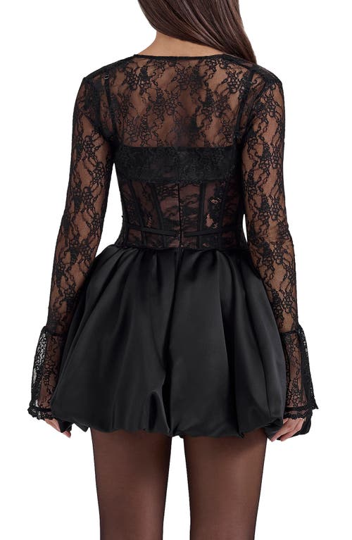 House Of Cb Lace Corset Flare Minidress In Black