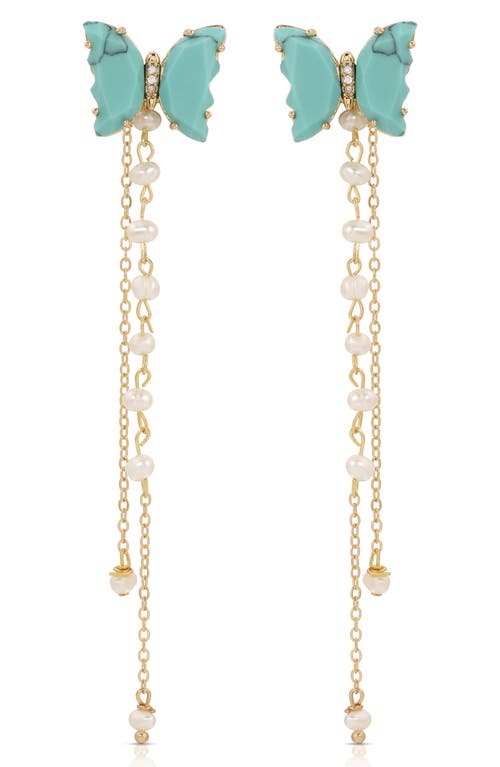 Ettika Turquoise Butterfly & Freshwater Pearl Front/Back Earrings at Nordstrom