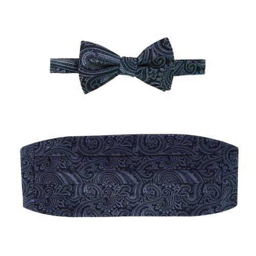 Trafalgar Sobee Paisley Cummerbund And Bow Tie Set In Black