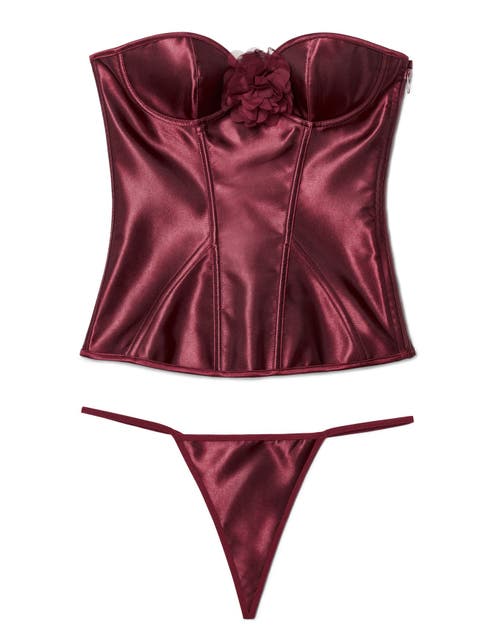 Adore Me Laurin Satin Boned Corset In Dark Purple