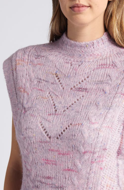 Shop Wit & Wisdom Cable Stitch Mock Neck Sweater Vest In Blush Mauve Multi