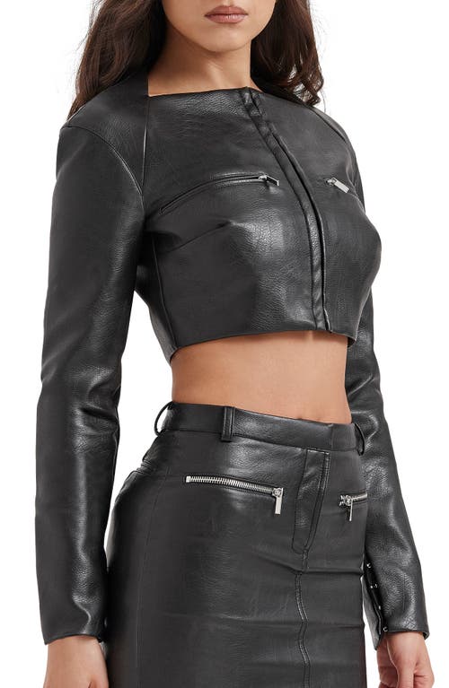 House Of Cb Ione Crop Jacket In Black