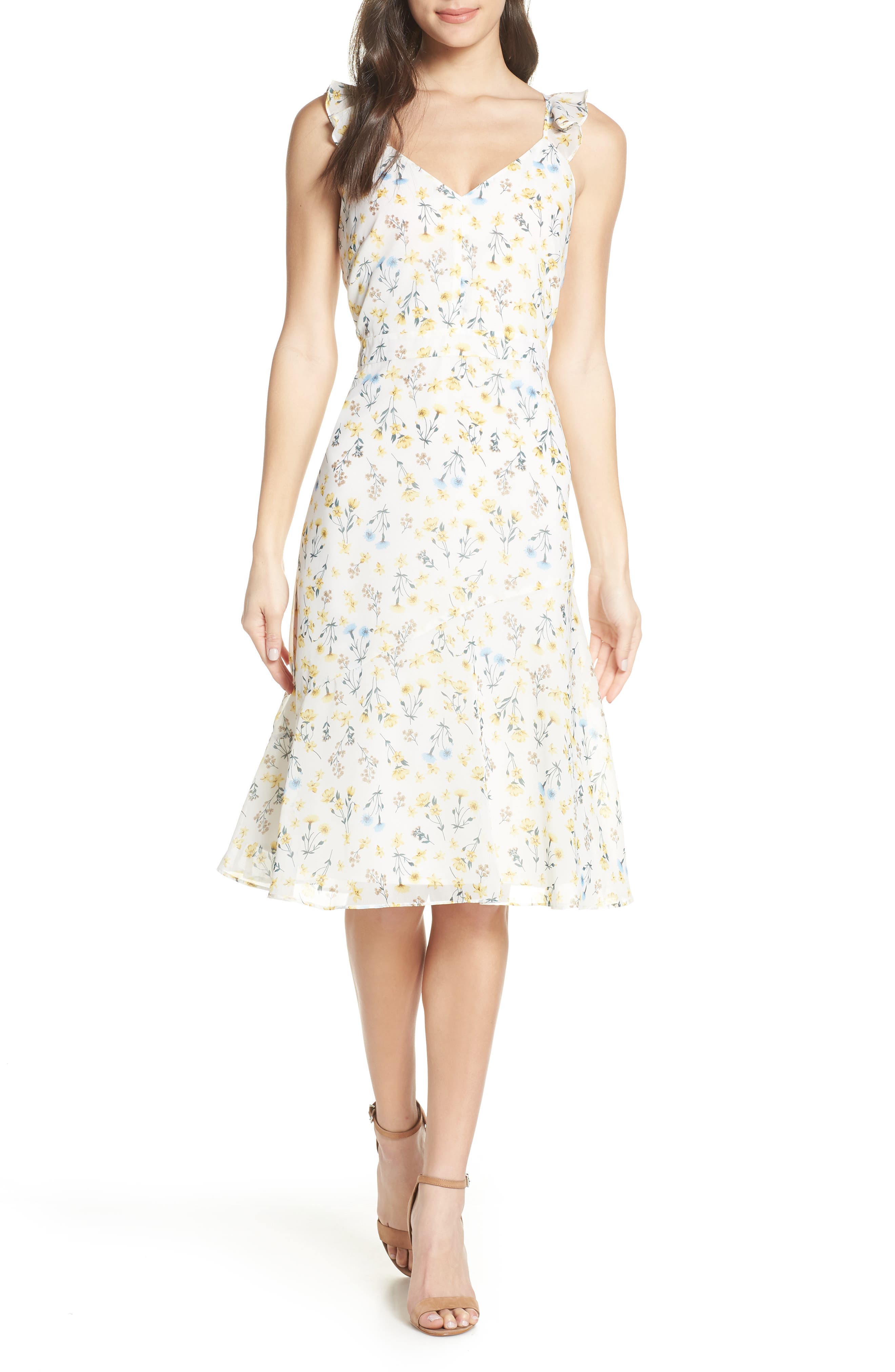 Sam Edelman Floral Georgette Dress, Ivory