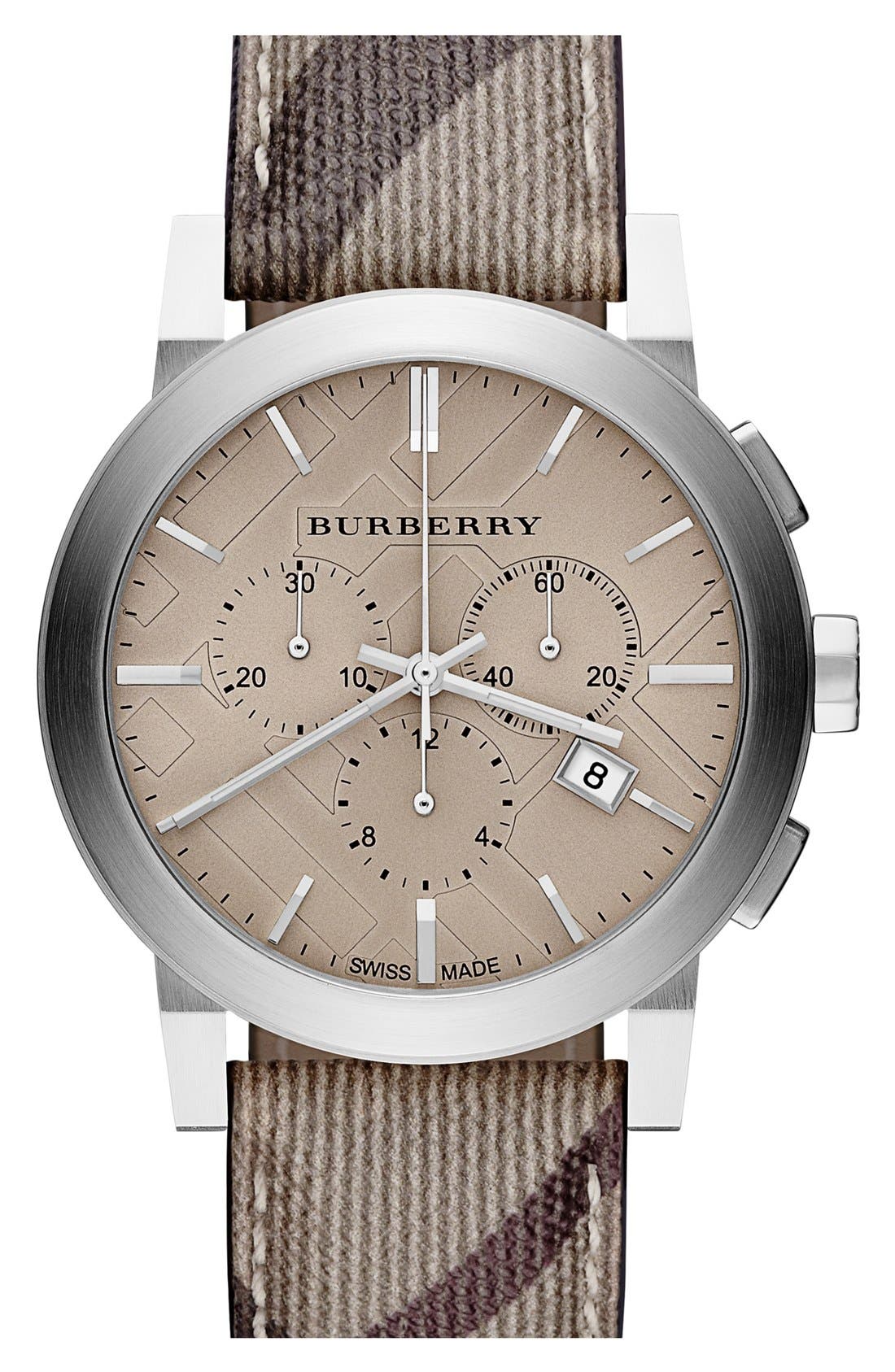 burberry check stamped chronograph watch