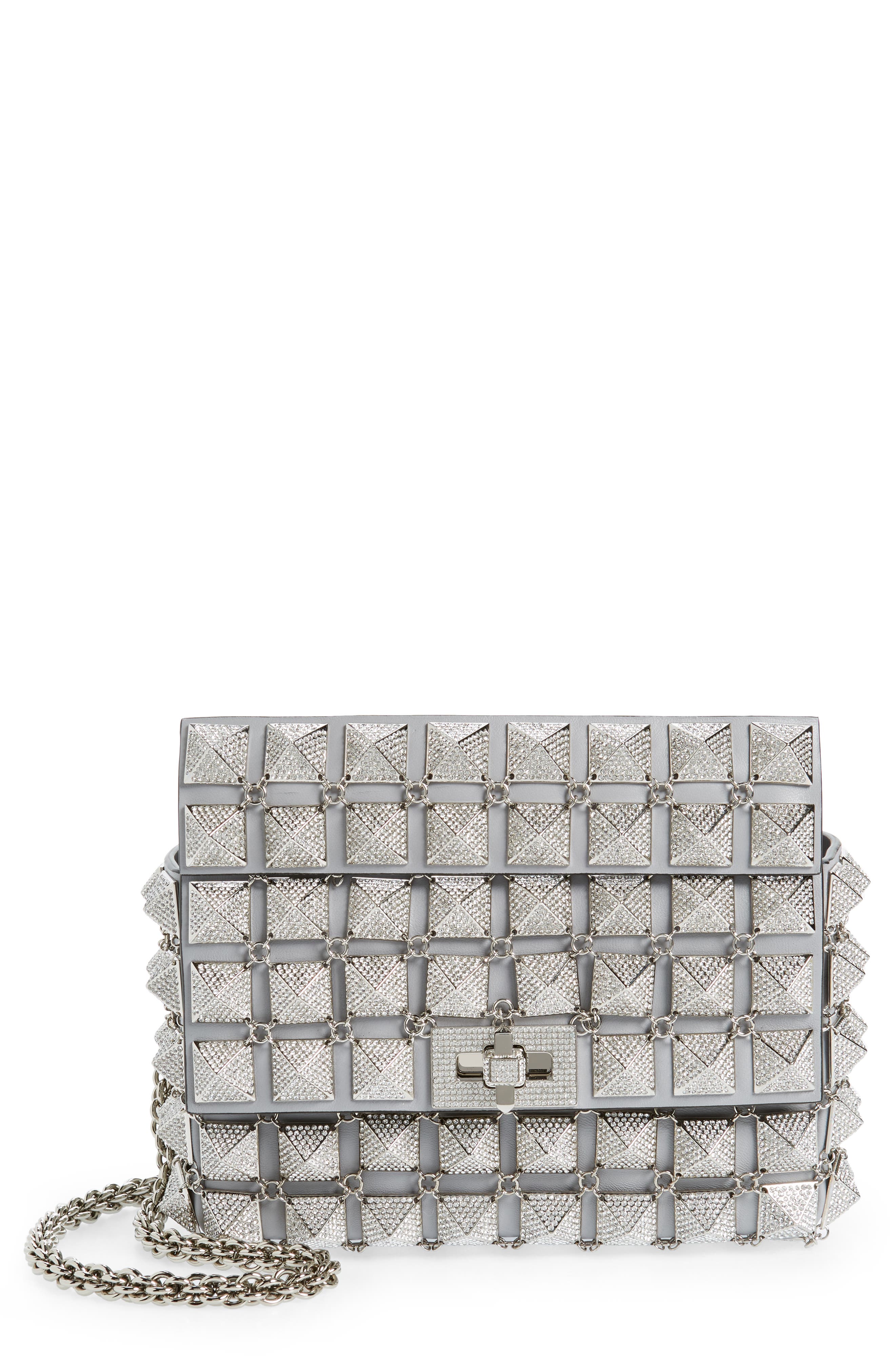 Roman Stud Mini Crystal Top-Handle Bag
