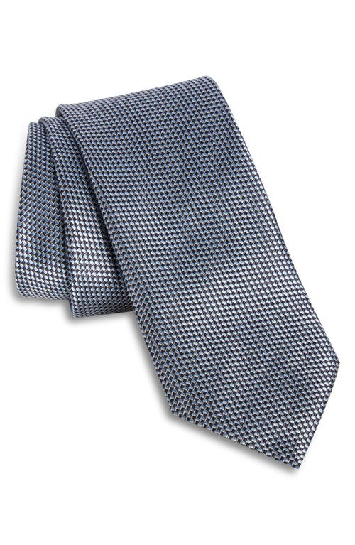 Paglie Two-Tone Basketweave Silk Tie in Blue