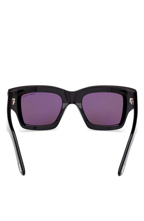 Shop Tom Ford Ilias 50mm Square Sunglasses In Shiny Black/smoke