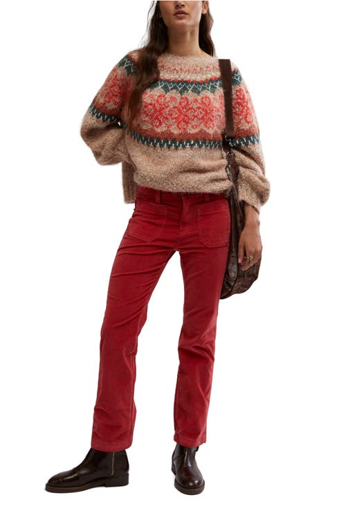 Shop Free People High Time Kick Corduroy Flare Pants In Red Dahlia