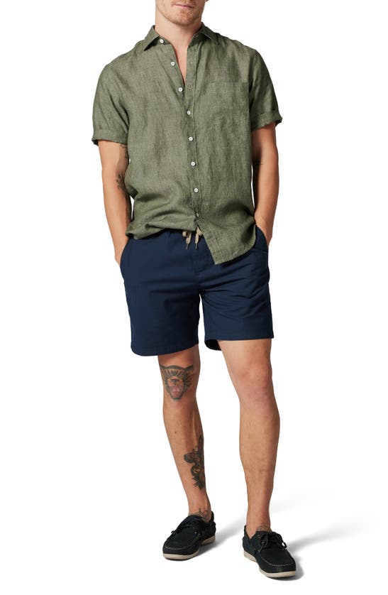 Shop Rodd & Gunn Waiheke Original Fit Short Sleeve Linen Button-up Shirt In Kelp