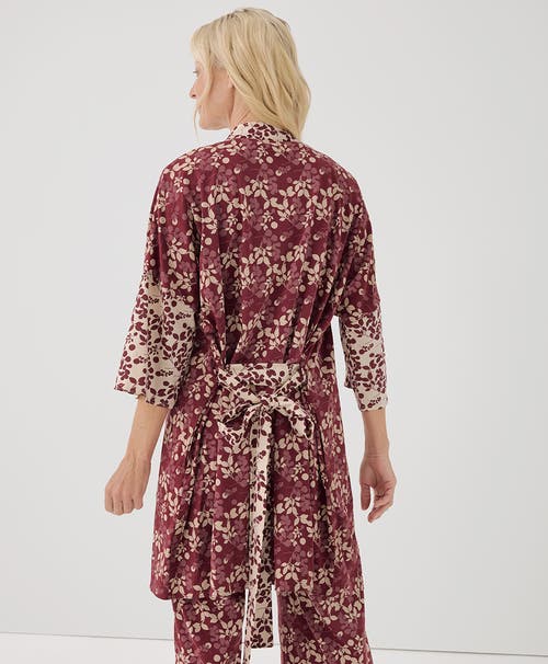 Shop Pact Organic Staycation Short Robe In Berry Sprigs