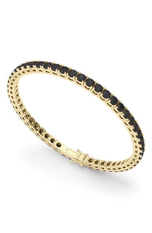 Shop Hautecarat Lab Created Black Diamond Tennis Bracelet In Yellow Gold/diamond