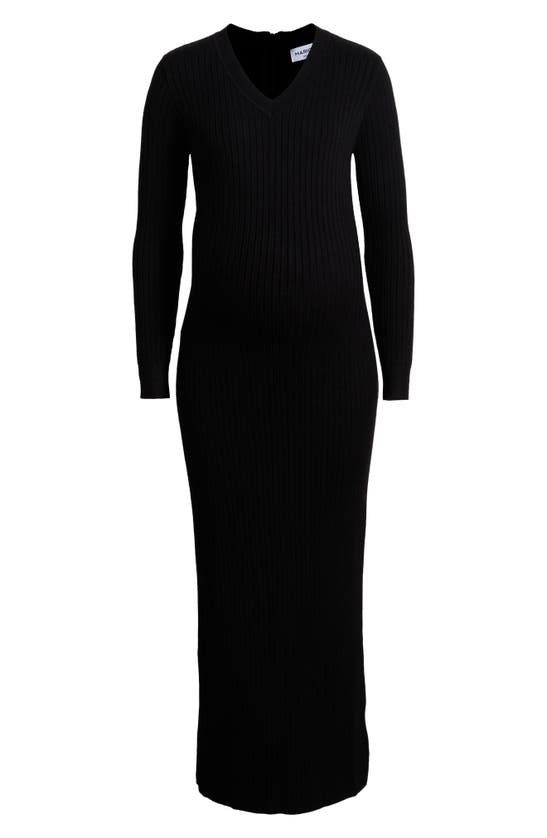 Shop Marion Long Sleeve Maternity/nursing Sweater Dress In Soft Black