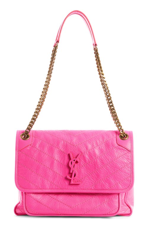 Saint Laurent Medium Niki Raffia Chain Bag in Bright Pink