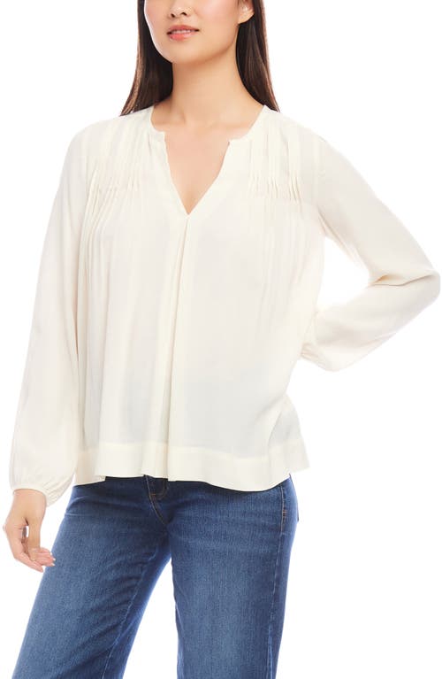 Karen Kane Pintuck Pleated Crepe Top In Ivory