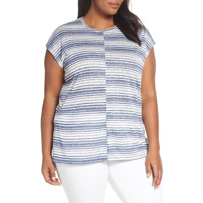 Plus Size Vince Camuto Stripe Top, Blue