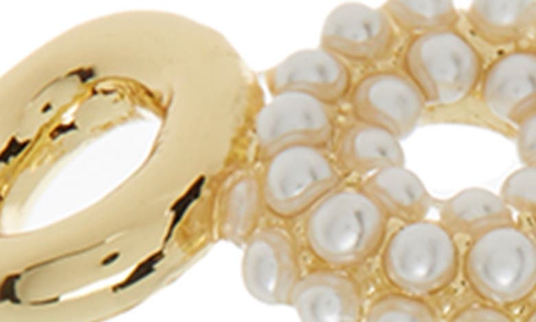 Shop Covet Imitation Pearl Circle Hoop Earrings In Gold/white