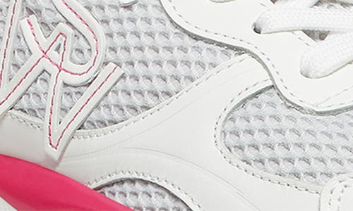 Shop Stuart Weitzman Chunky Sole Sneaker In White/fuchsia Leather