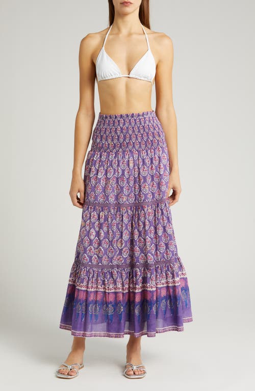 Mandy Cover-Up Maxi Skirt in Purple Print