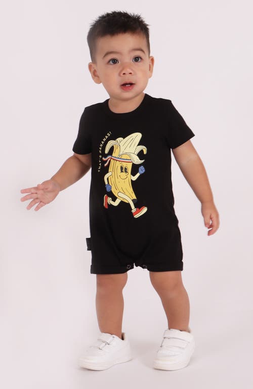 Shop Tiny Tribe That's Bananas Cotton Graphic Romper In Black