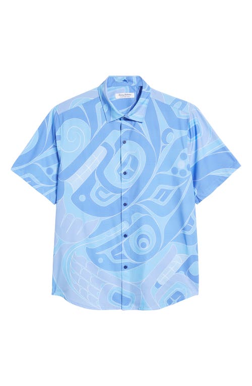 Tommy Bahama Bahama Coasts Ocean Life Short Sleeve Button-up Shirt In Cobalt Sea