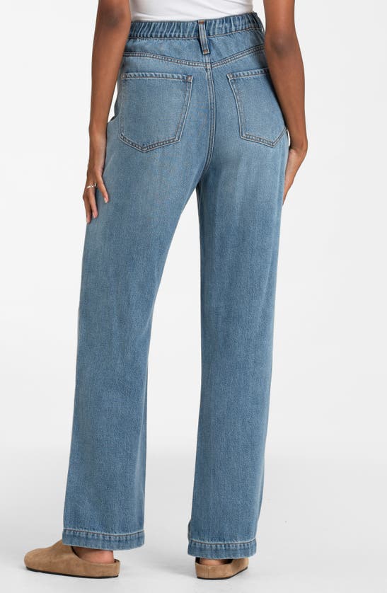 Shop Seraphine Over The Bump Wide Leg Maternity Jeans In Light Blue