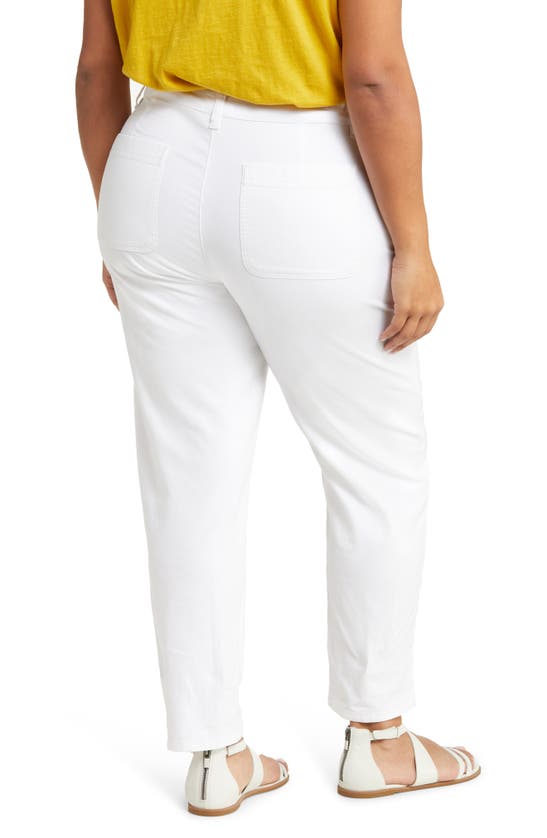 Shop Eileen Fisher Organic Cotton Blend Tapered Ankle Pants In White