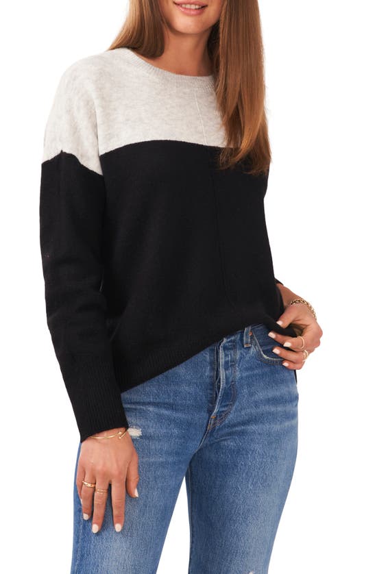 Vince Camuto Extend Shoulder Colorblock Sweater In Silver Hthr