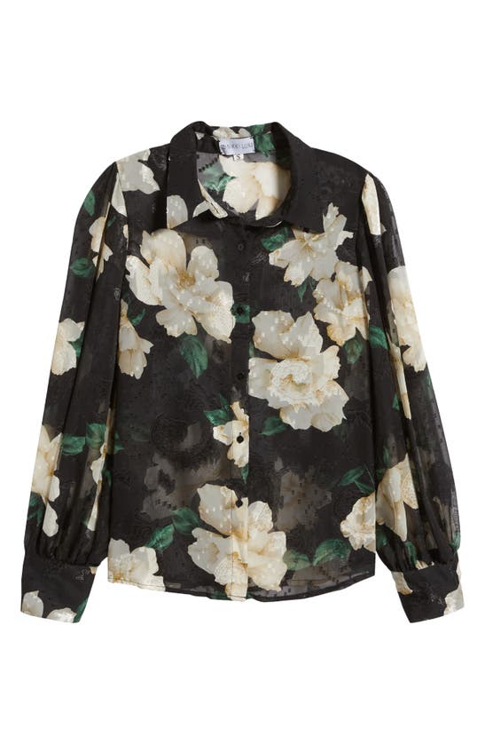 Shop Nikki Lund Aubree Floral Button-up Shirt In Black Floral Print
