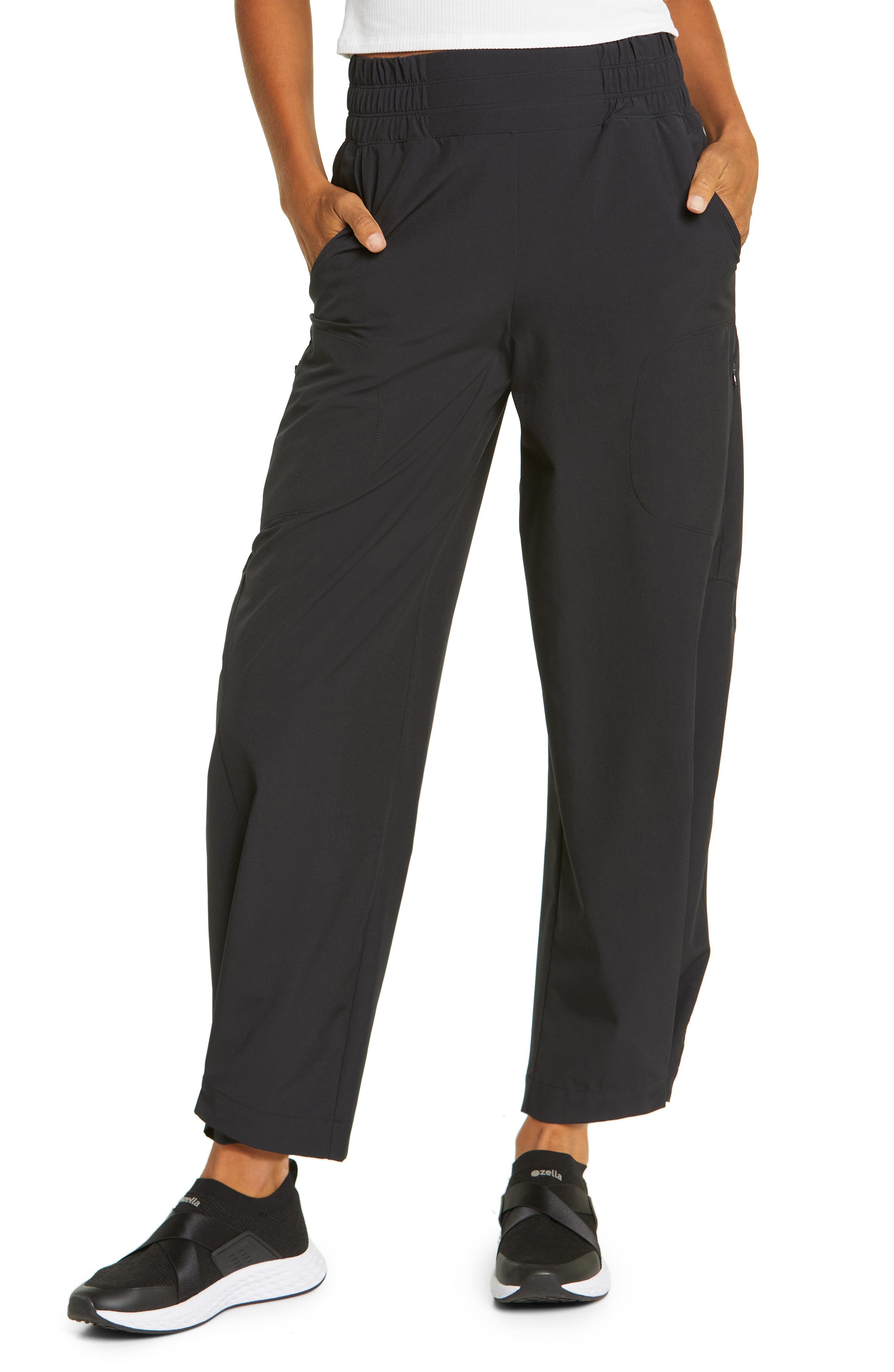 black wide leg ankle pants