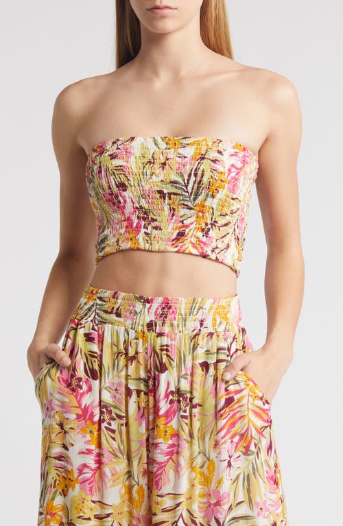 Rip Curl Copacabana Smocked Crop Tube Top Yellow Multi at Nordstrom,