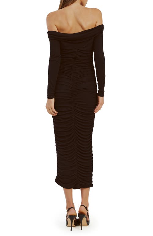 Shop Bardot Arkie Off The Shoulder Knit Midi Dress In Black