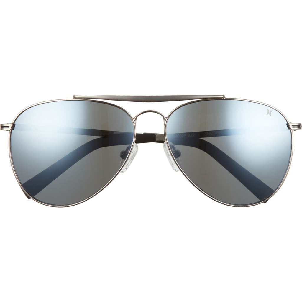 Shop Hurley Shorebreak 60mm Polarized Aviator Sunglasses In Gunmetal/smoke Green