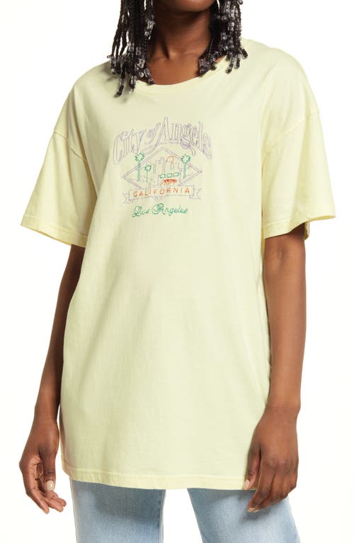 CONEY ISLAND PICNIC City of Angels Embroidered Cotton T-Shirt in Yellow