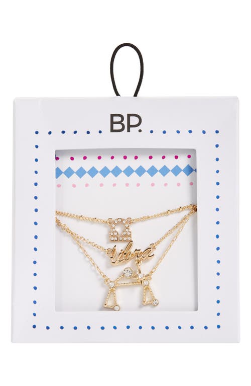 BP. Crystal Zodiac Triple Layer Pendant Necklace in Libra- Gold