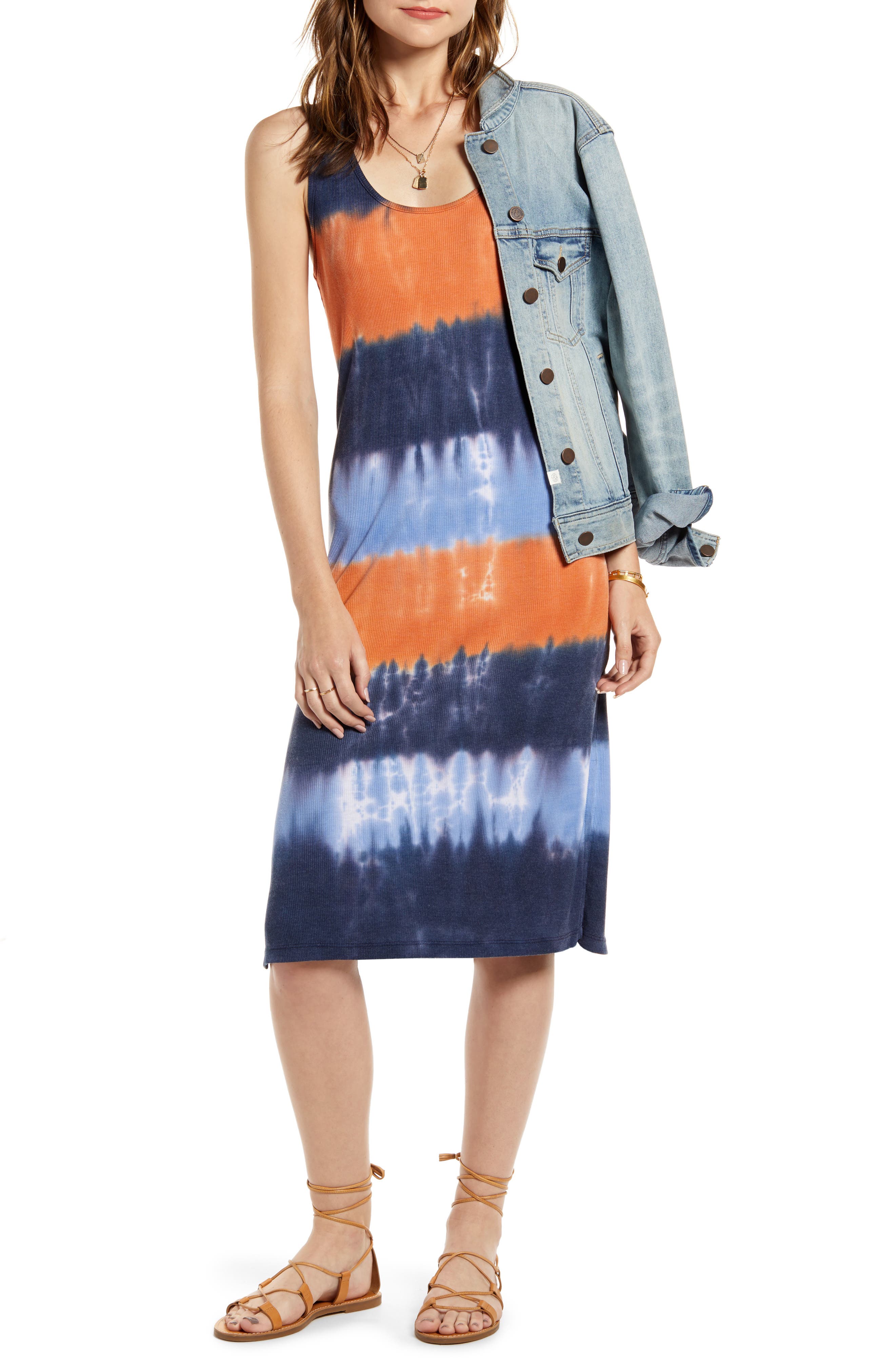 Treasure & Bond Sleeveless Dip Dye Tank Dress, Orange
