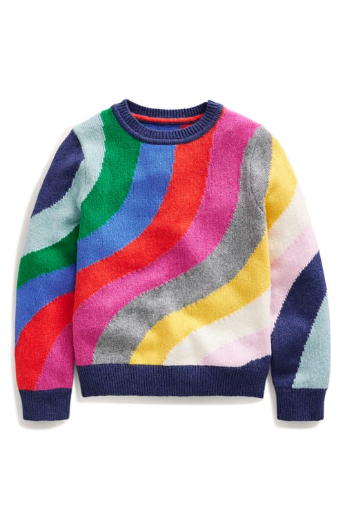 Mini Boden Kids' Rainbow Wave Sweater Multi at Nordstrom,